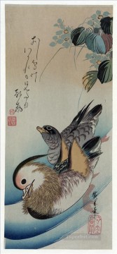 two boys singing Painting - two mandarin ducks 1838 Utagawa Hiroshige Ukiyoe